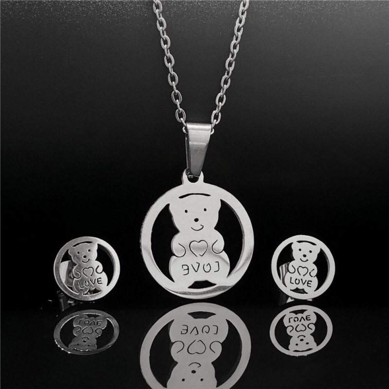 Colier Pendentif Ourson & Boucle D'Oreille Ourson – Image 5