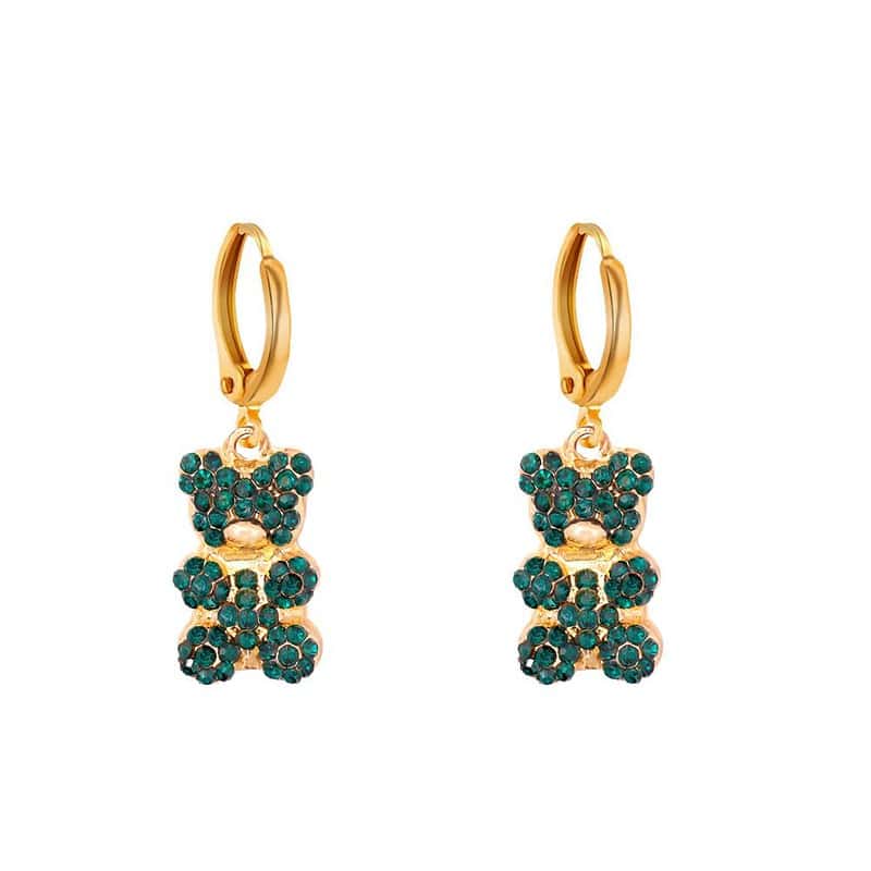 boucle d'oreille ourson strass